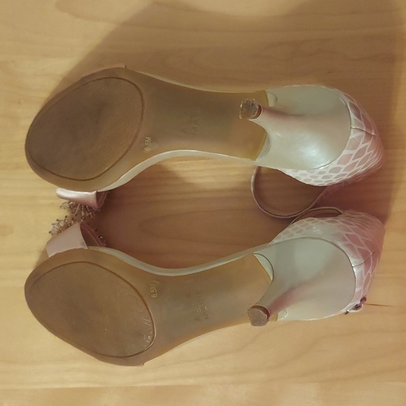 Alex Marie Champagne Beaded Animal Print Leather Ankle Strap Heels Size 6.5 - Picture 12 of 16